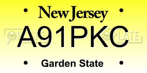 A91PKC New Jersey License Plate