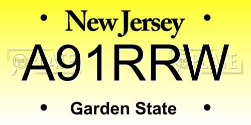 A91RRW New Jersey License Plate