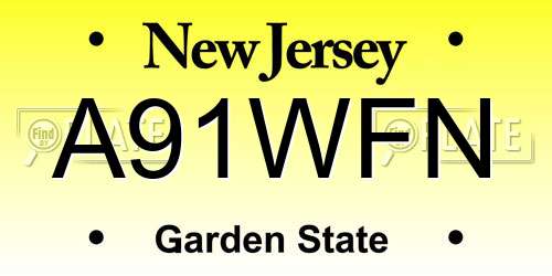 A91WFN New Jersey License Plate