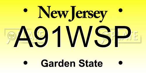A91WSP New Jersey License Plate