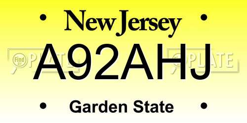 A92AHJ New Jersey License Plate