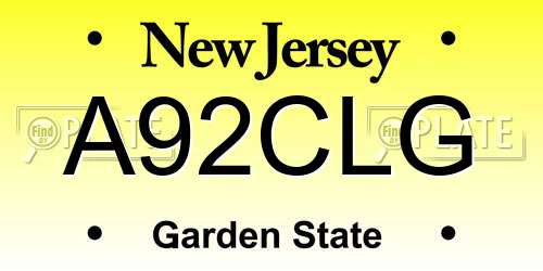 A92CLG New Jersey License Plate