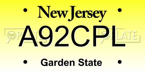 A92CPL New Jersey License Plate