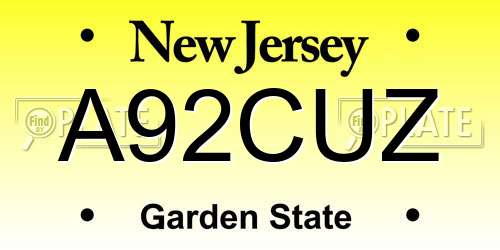 A92CUZ New Jersey License Plate