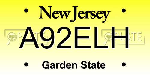 A92ELH New Jersey License Plate