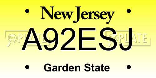 A92ESJ New Jersey License Plate