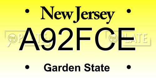 A92FCE New Jersey License Plate