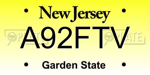 A92FTV New Jersey License Plate