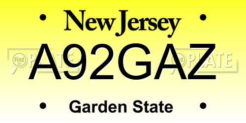 A92GAZ New Jersey License Plate