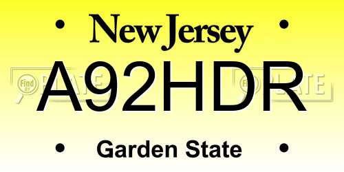 A92HDR New Jersey License Plate