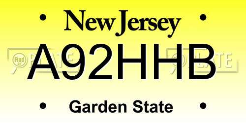 A92HHB New Jersey License Plate