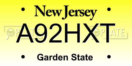 A92HXT New Jersey License Plate