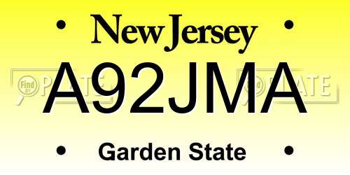 A92JMA New Jersey License Plate