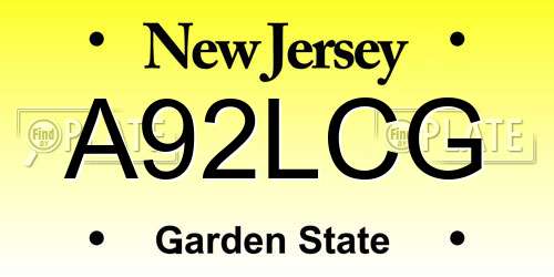 A92LCG New Jersey License Plate