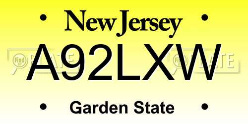 A92LXW New Jersey License Plate