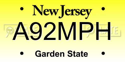 A92MPH New Jersey License Plate