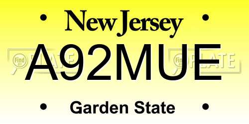 A92MUE New Jersey License Plate