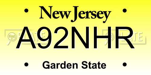 A92NHR New Jersey License Plate