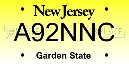 A92NNC New Jersey License Plate