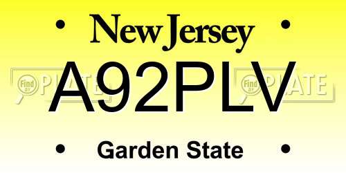 A92PLV New Jersey License Plate