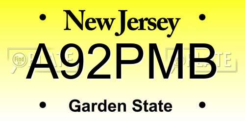 A92PMB New Jersey License Plate