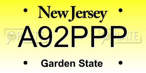A92PPP New Jersey License Plate