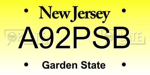 A92PSB New Jersey License Plate