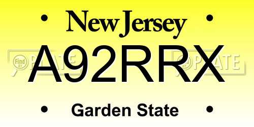 A92RRX New Jersey License Plate