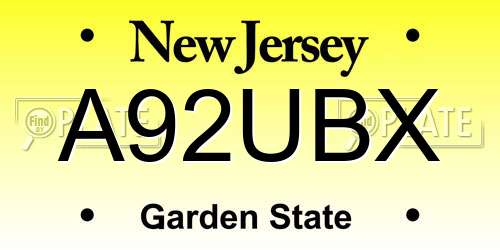 A92UBX New Jersey License Plate