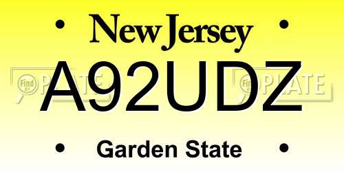 A92UDZ New Jersey License Plate