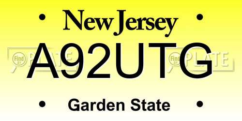 A92UTG New Jersey License Plate