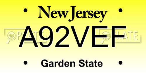 A92VEF New Jersey License Plate