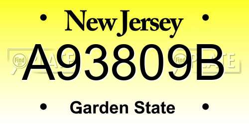 A93809B New Jersey License Plate