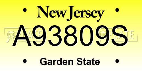 A93809S New Jersey License Plate