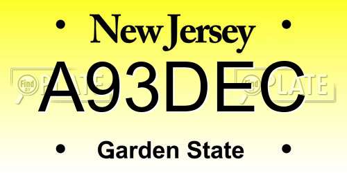 A93DEC New Jersey License Plate