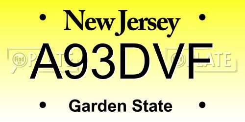 A93DVF New Jersey License Plate