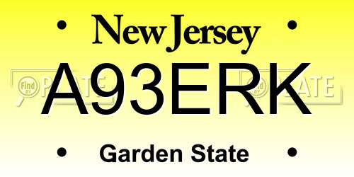 A93ERK New Jersey License Plate