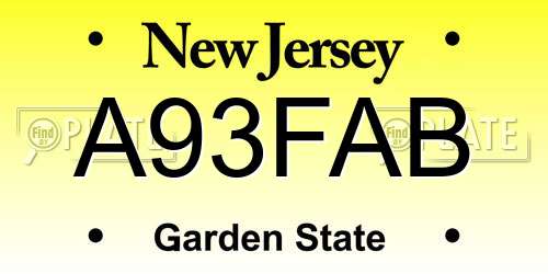 A93FAB New Jersey License Plate