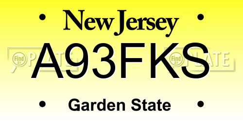A93FKS New Jersey License Plate