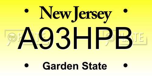 A93HPB New Jersey License Plate