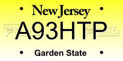 A93HTP New Jersey License Plate