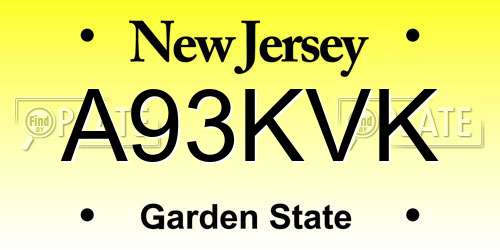 A93KVK New Jersey License Plate