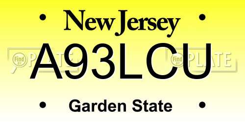 A93LCU New Jersey License Plate