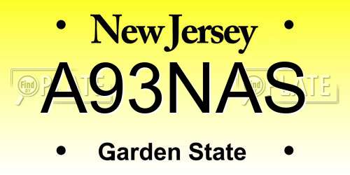A93NAS New Jersey License Plate