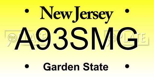 A93SMG New Jersey License Plate