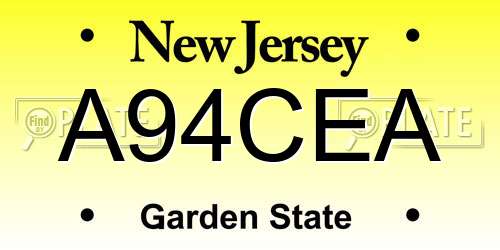 A94CEA New Jersey License Plate