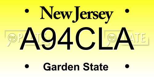 A94CLA New Jersey License Plate