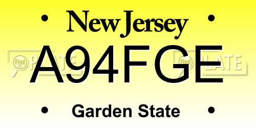 A94FGE New Jersey License Plate