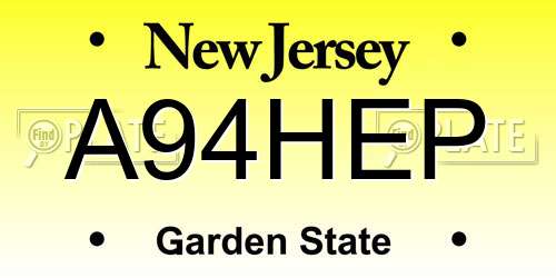 A94HEP New Jersey License Plate