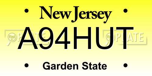 A94HUT New Jersey License Plate